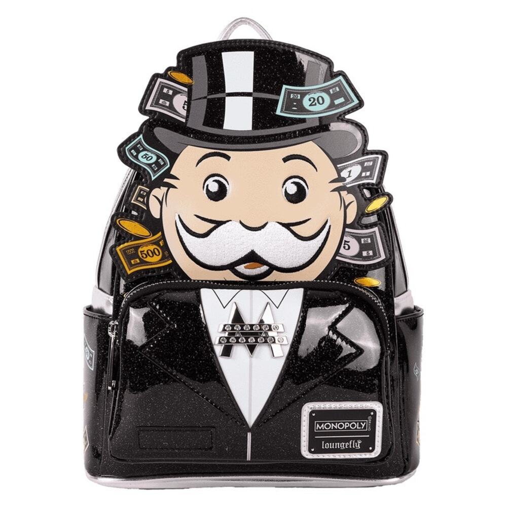 Loungefly Monopoly 90th Anniversary Pennybags Glitter Cosplay Mini Backpack NWT